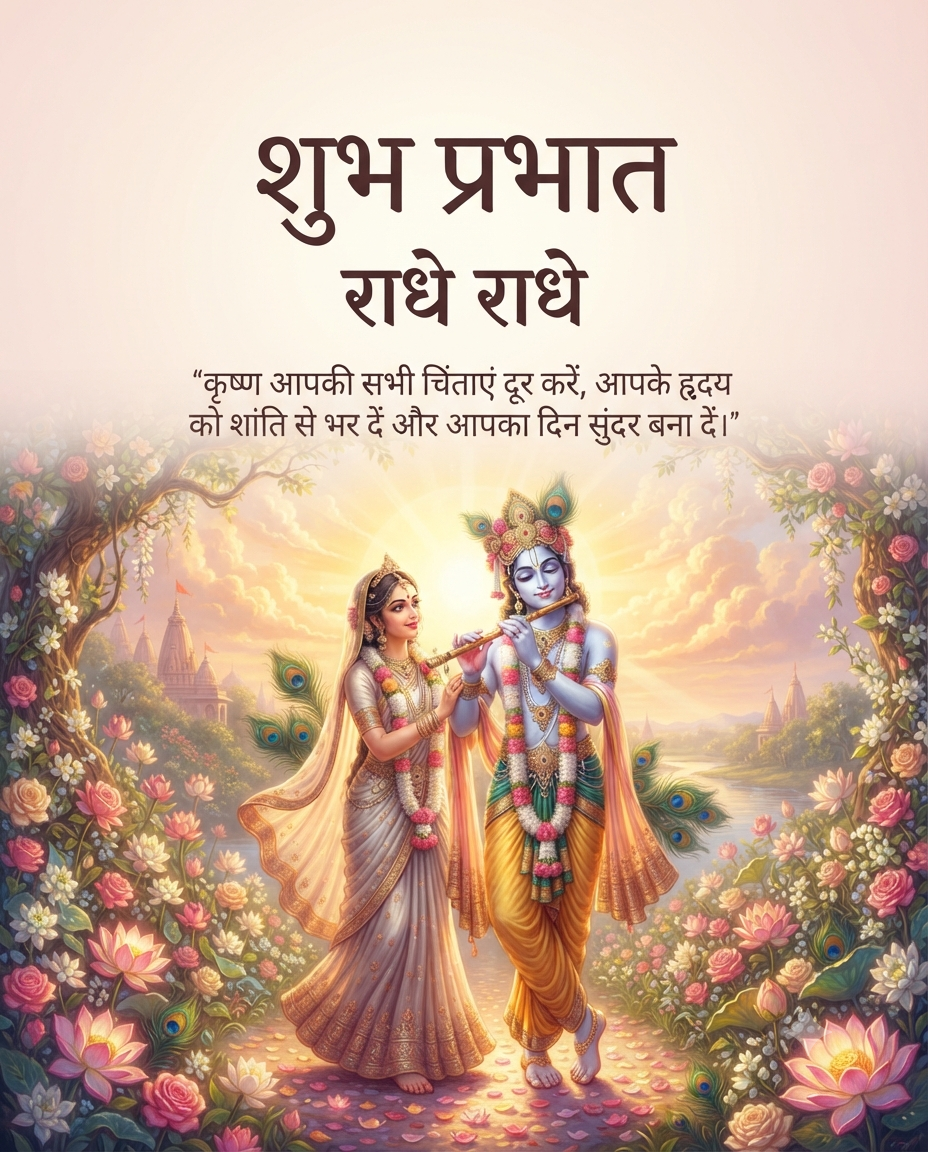 Good Morning Radha Krishna Blessing Quote