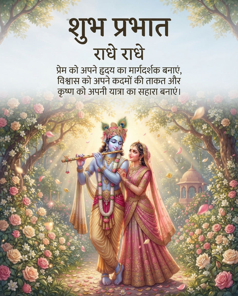 Good Morning Radha Krishna Love Image