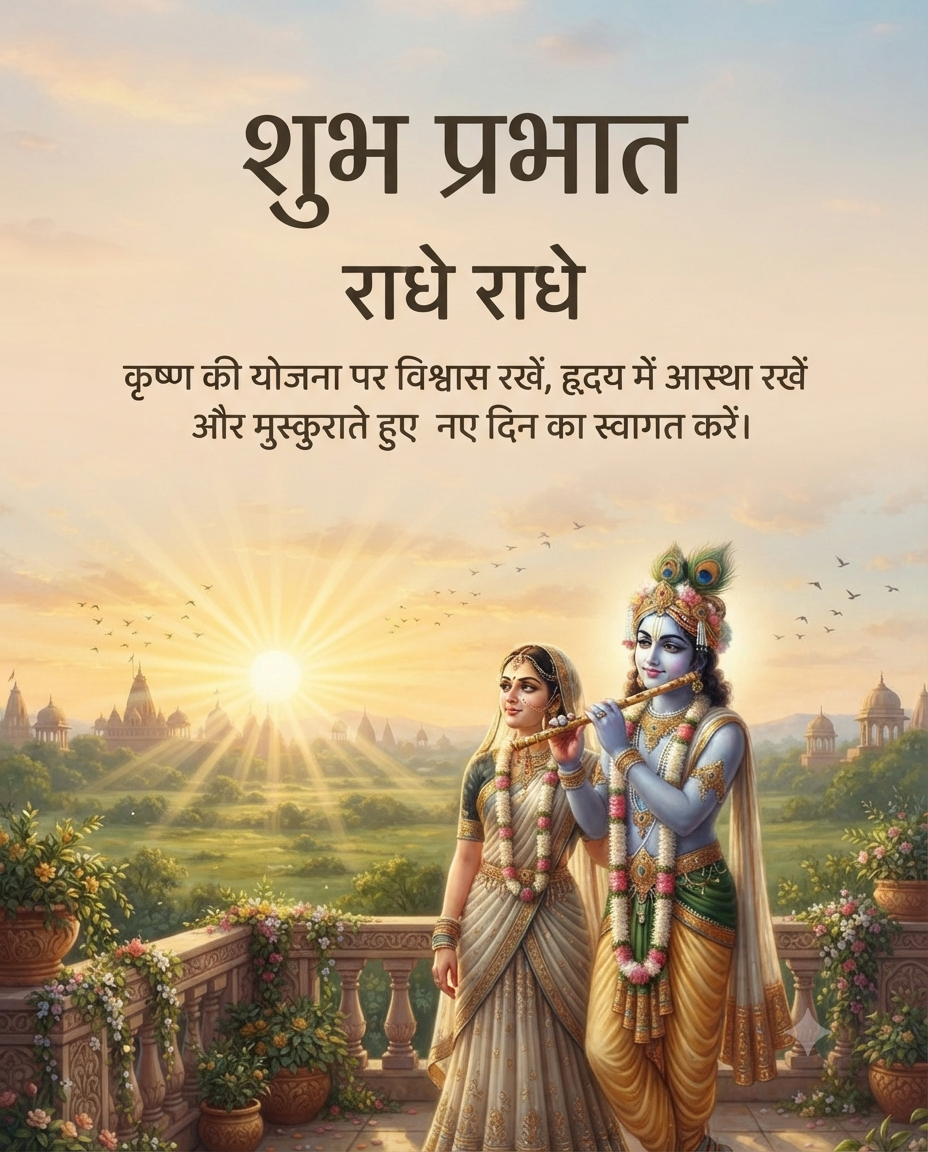 Good Morning Radha Krishna Spiritual Image