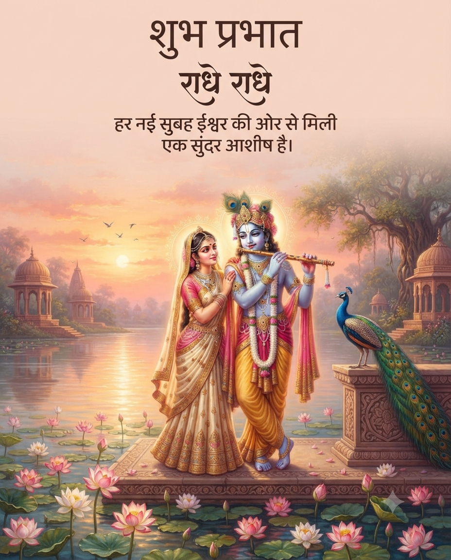 Radha Krishna Divine Morning Image